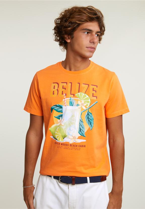 Normal Fit Basic T-Shirt Short Sleeves Electric Orange - Orange