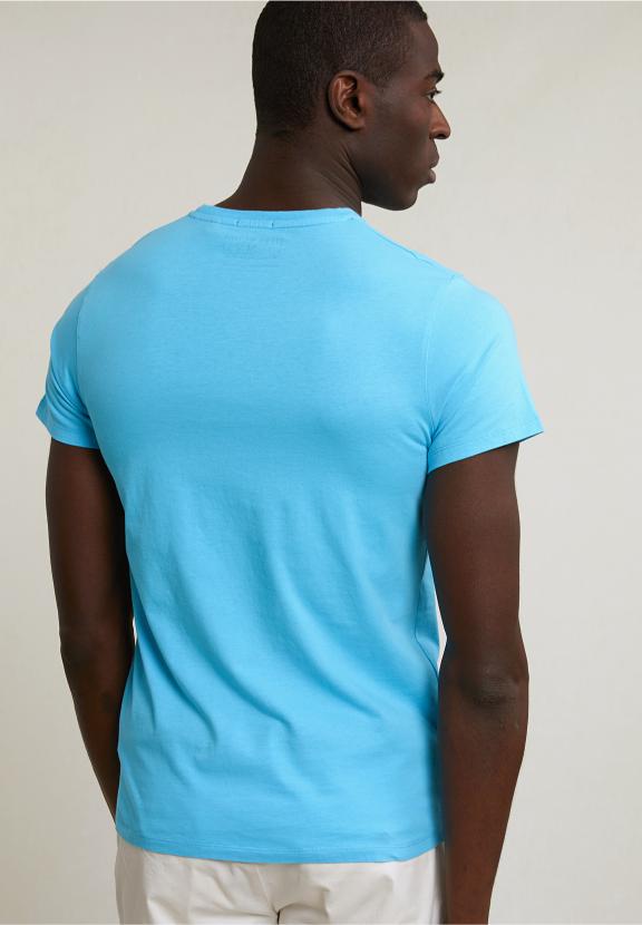 Custom Fit Basic Pima Cotton Crew Neck T-Shirt Aqua - Bleu
