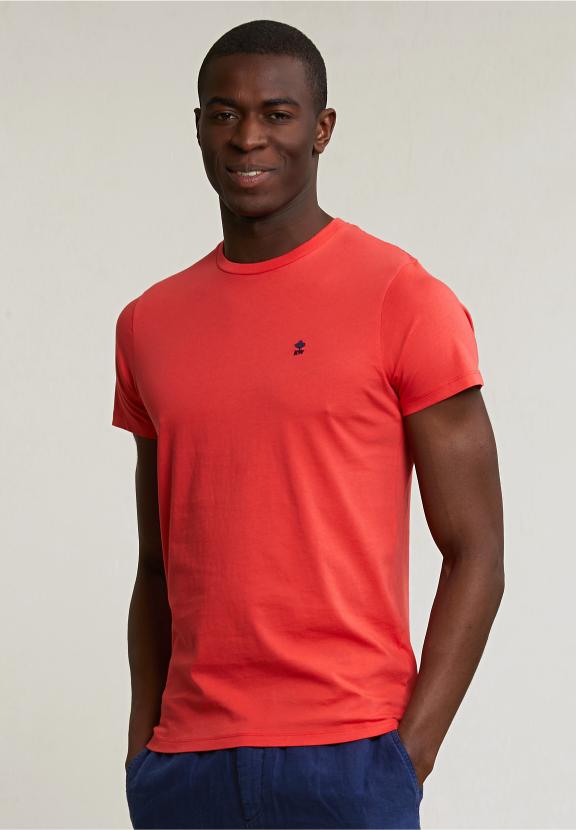 Custom Fit Basic Pima Cotton Crew Neck T-Shirt Cornell Red - Rouge