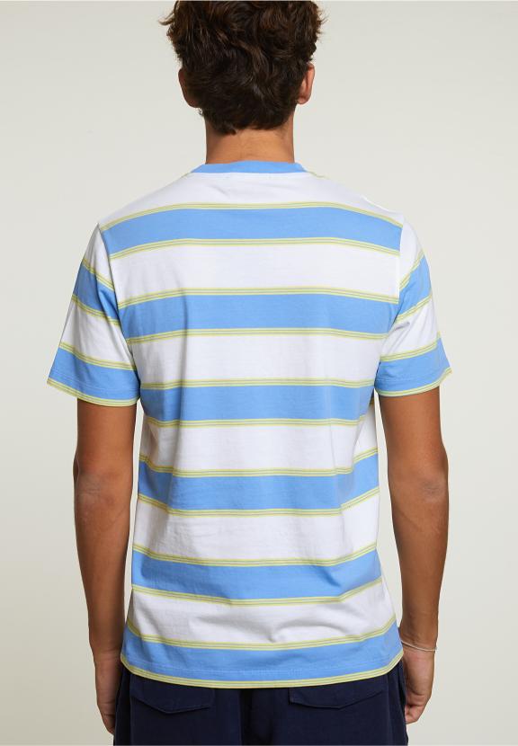 Custom Fit Striped T-Shirt Caribbean Blue - Blauw