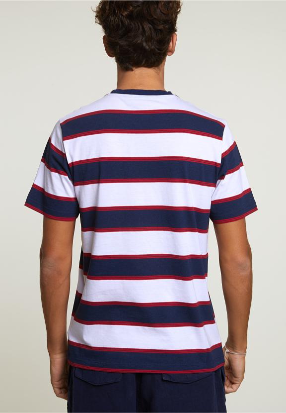 Custom Fit Striped T-Shirt Oxford Blue/Harvard Red - Bleu