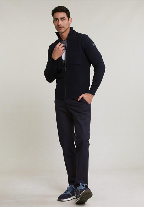 Custom Fit Sporty Striped T-Shirt Navy - Bleu