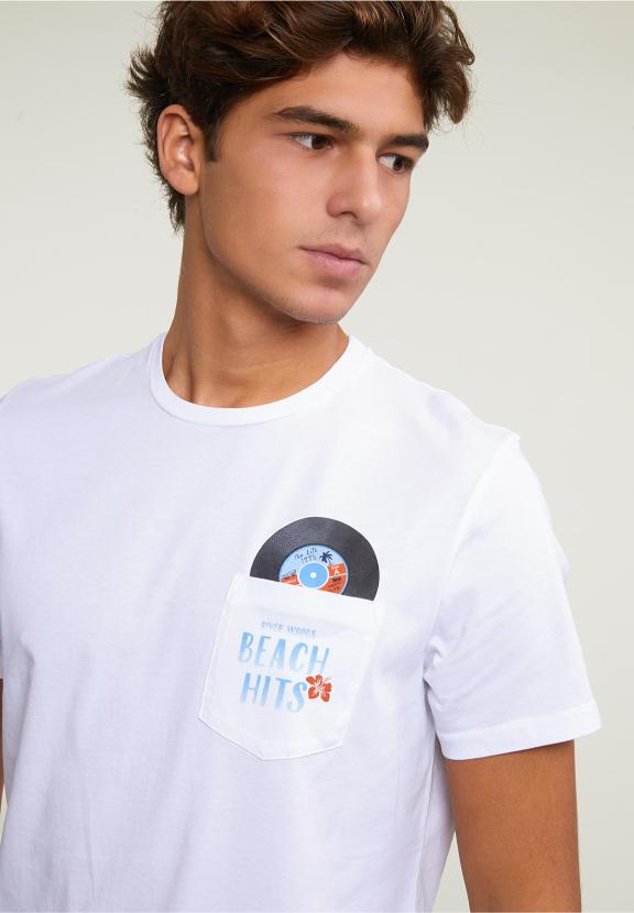 Custom Fit Fantasy T-Shirt Chest Pocket White - Wit