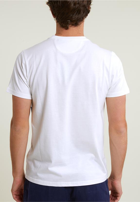 Custom Fit Fantasy T-Shirt Short Sleeves Off White/Navy - Wit