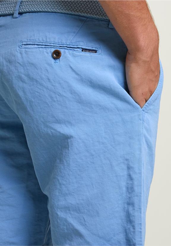 Fancy Cotton-Linen Chino Short Stone - Bleu