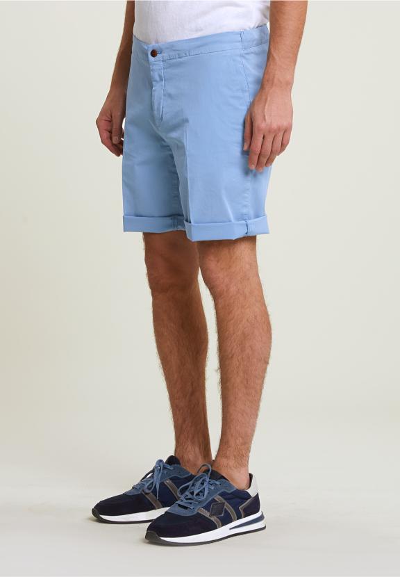 Fancy Cotton Stretch Short Stone - Bleu