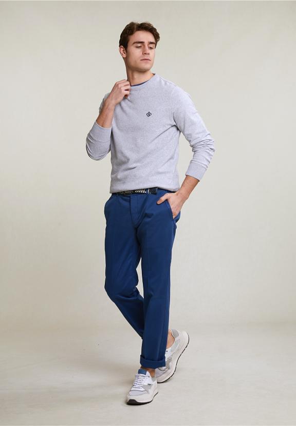 Basic Chino Stretch Space - Blauw
