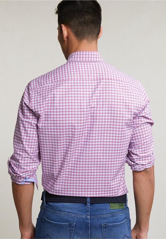 Custom Fit Checked Shirt Blue/Red - Rouge