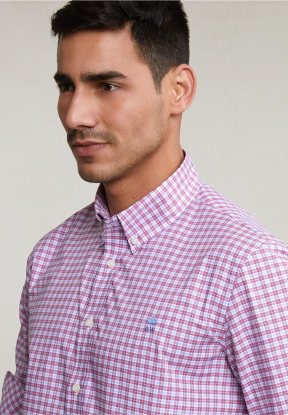 Custom Fit Checked Shirt Blue/Red - Rouge