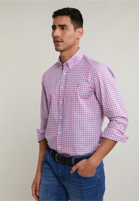 Custom Fit Checked Shirt Blue/Red - Rouge