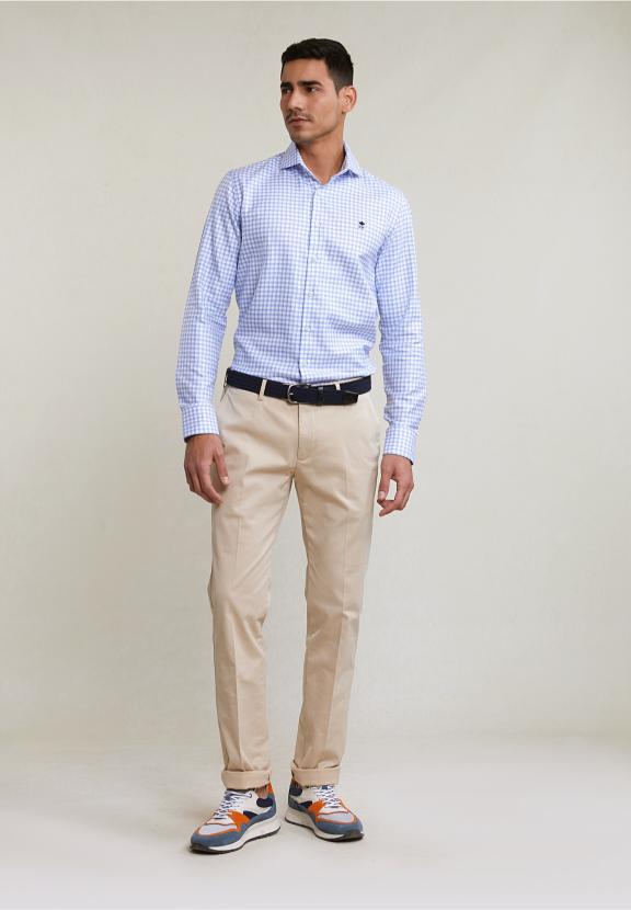 Custom Fit Checked Shirt Blue/White - Bleu