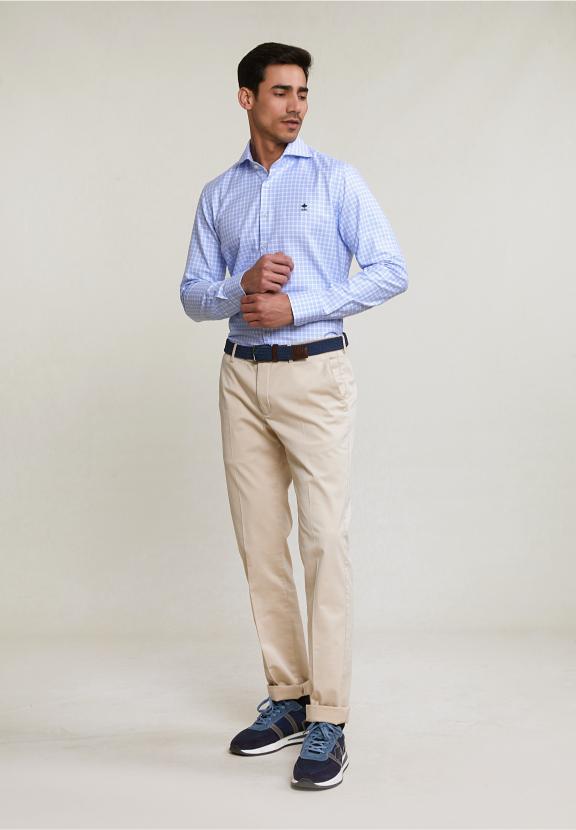 Custom Fit Checked Shirt Blue/White - Mix