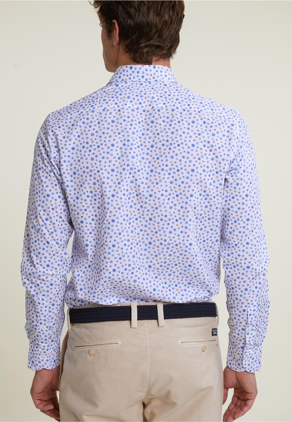 Custom Fit Floral Shirt Multi - Blauw