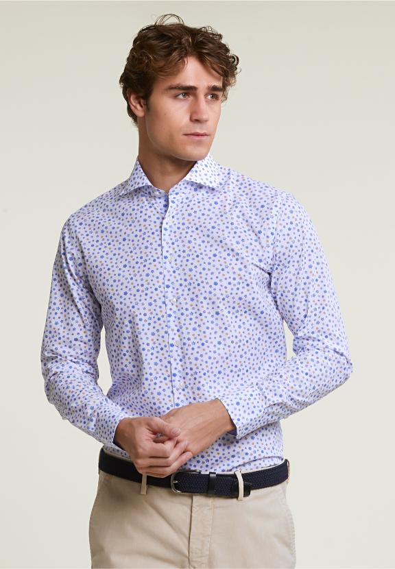 Custom Fit Floral Shirt Multi - Blauw