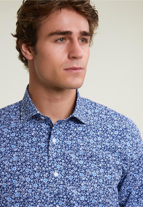 Custom Fit Floral Shirt Blue - Mix
