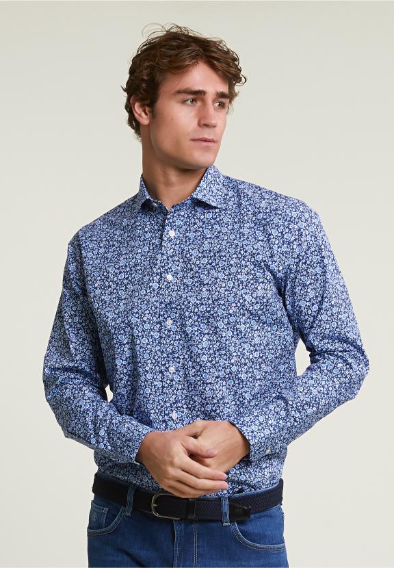 Custom Fit Floral Shirt Blue - Mix