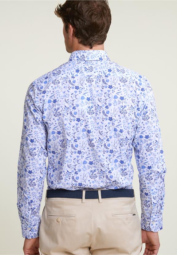 Custom Fit Floral Shirt Blue/White - Mix