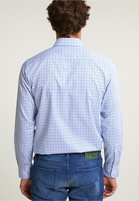 Custom Fit Checked Shirt Blue/Green - Mix