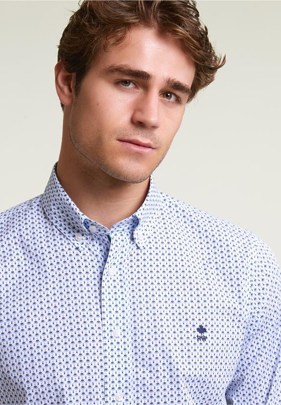 Custom Fit Cotton Fantasy Shirt Blue/White - Mix