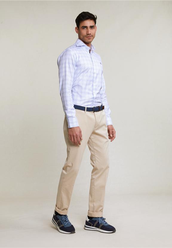 Custom Fit Checked Shirt Blue/White - Mix