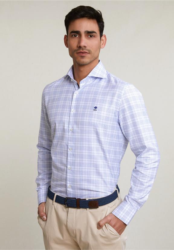 Custom Fit Checked Shirt Blue/White - Mix