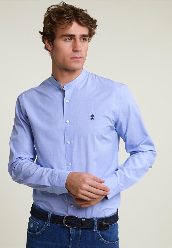 Slim Fit Uni Shirt Blue - Bleu