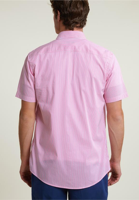 Custom Fit Striped Performance Stretch Shirt Short Sleeves Pink/White - Mix