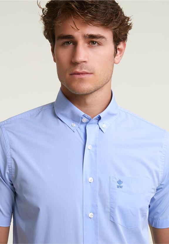 Custom Fit Uni Comfort Stretch Shirt Short Sleeves Blue - Mix