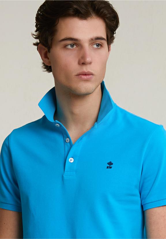 Custom Fit Basic Pima Cotton Polo Electric Blue - Bleu
