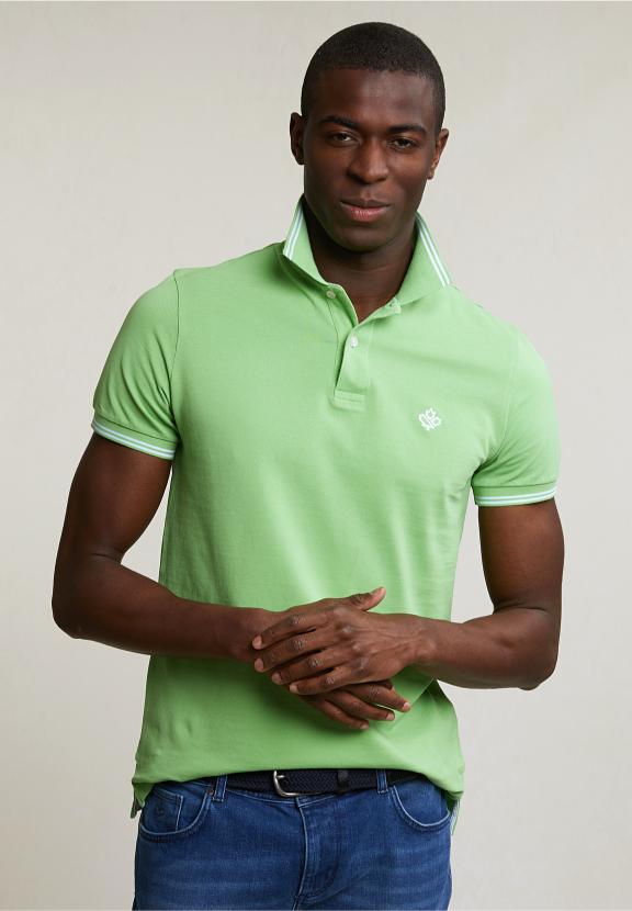 Custom Fit Cotton Polo Breadfruit - Groen
