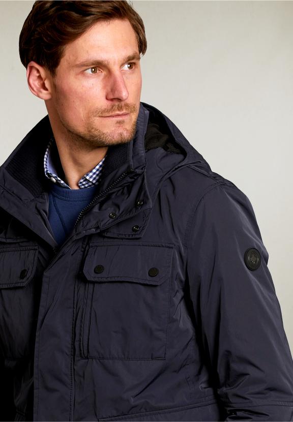 Short Jacket Applied Pockets Navy - Bleu