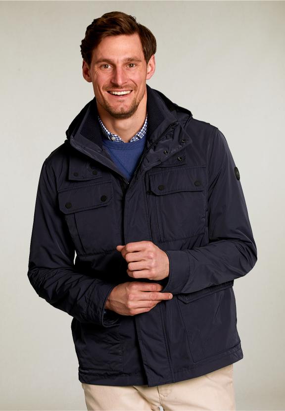 Short Jacket Applied Pockets Navy - Bleu
