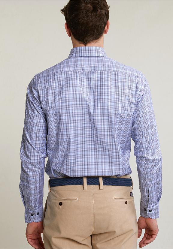 Custom Fit Checked Shirt Blue - Bleu