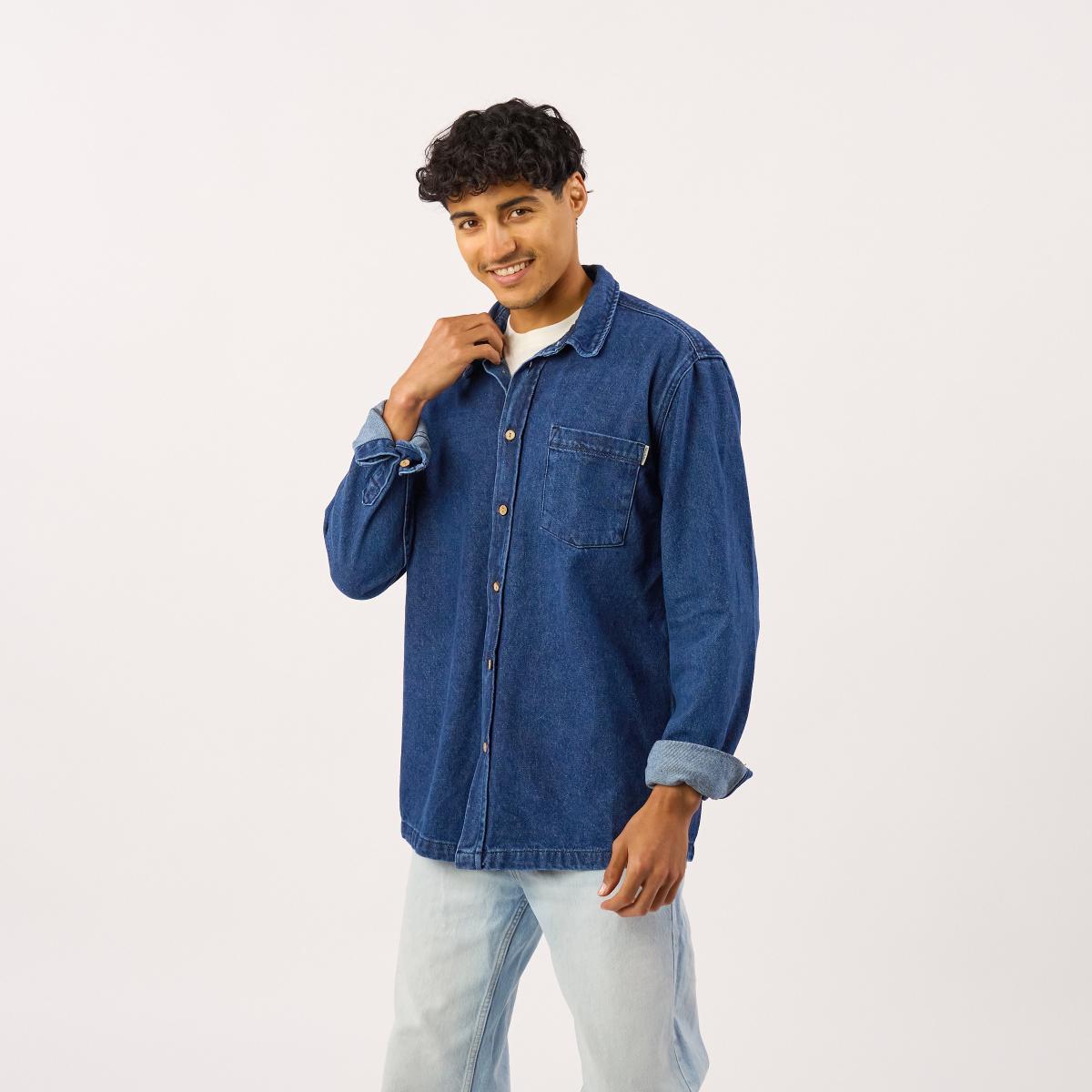 Surchemise en denim - Denim stone - Bleu