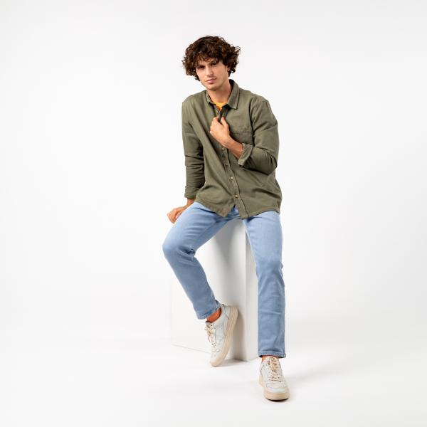 Denim overshirt - Kaki - Groen