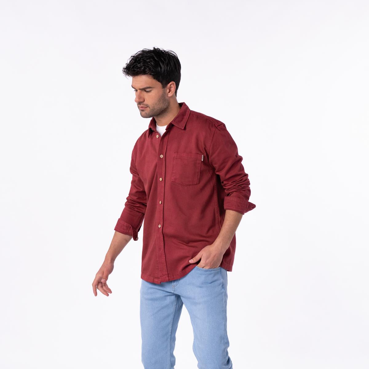 Denim overshirt - Bordeaux - Rood