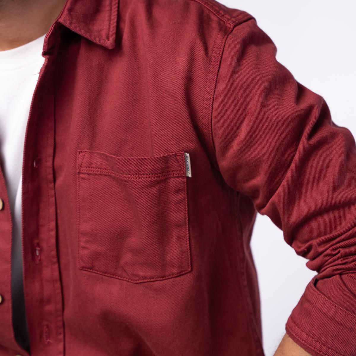 Denim overshirt - Bordeaux - Rood