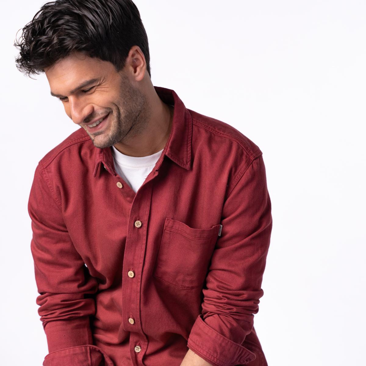 Denim overshirt - Bordeaux - Rood