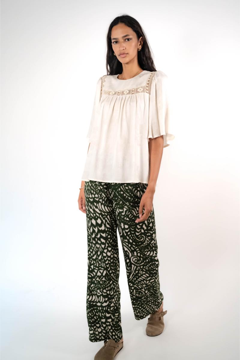 Broek - Seven - Khaki Flowers