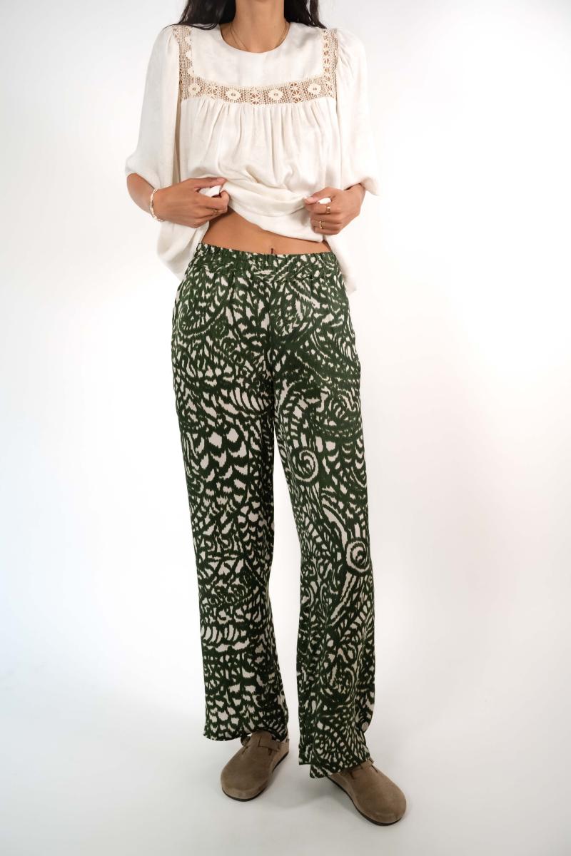 Broek - Seven - Khaki Flowers