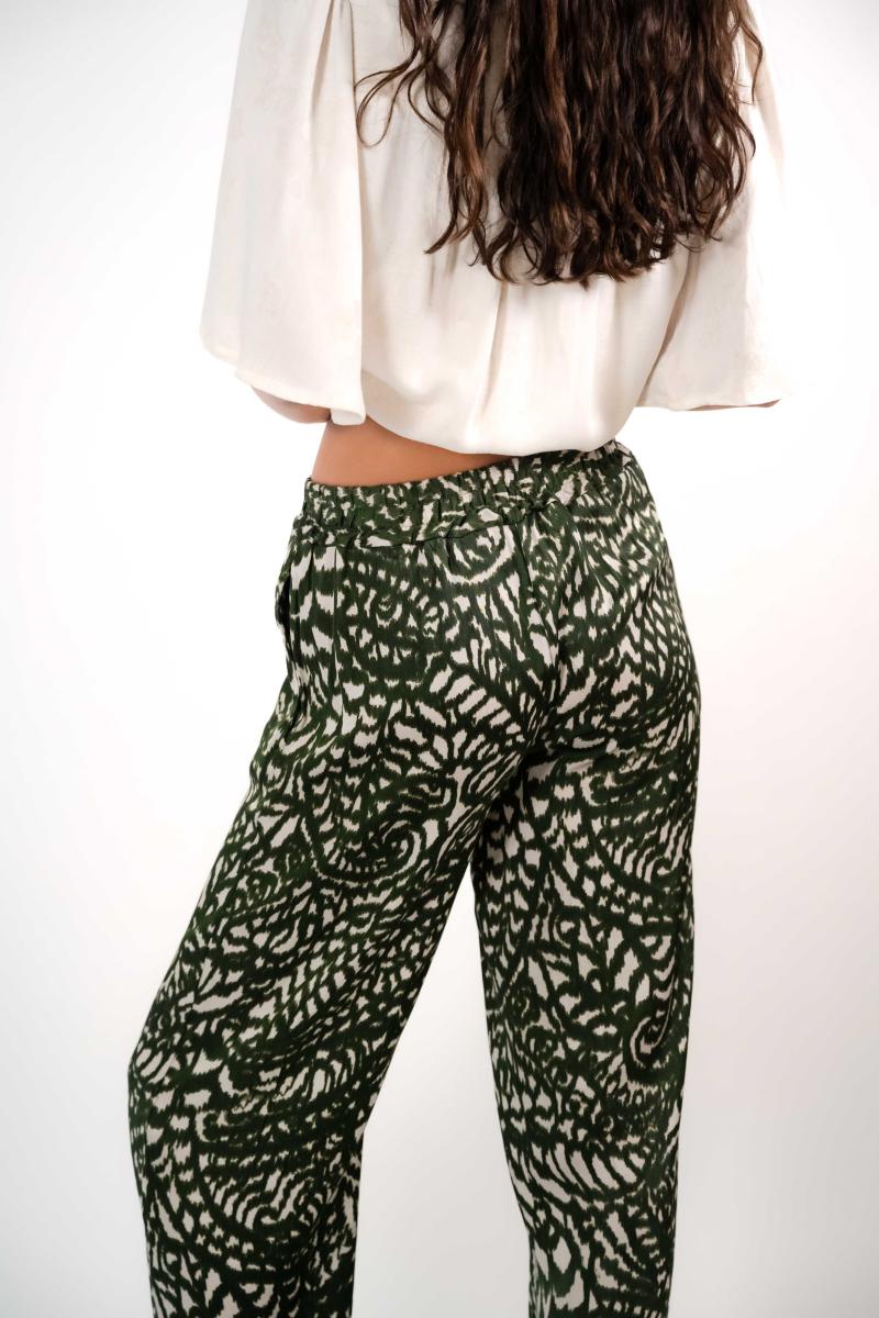 Broek - Seven - Khaki Flowers