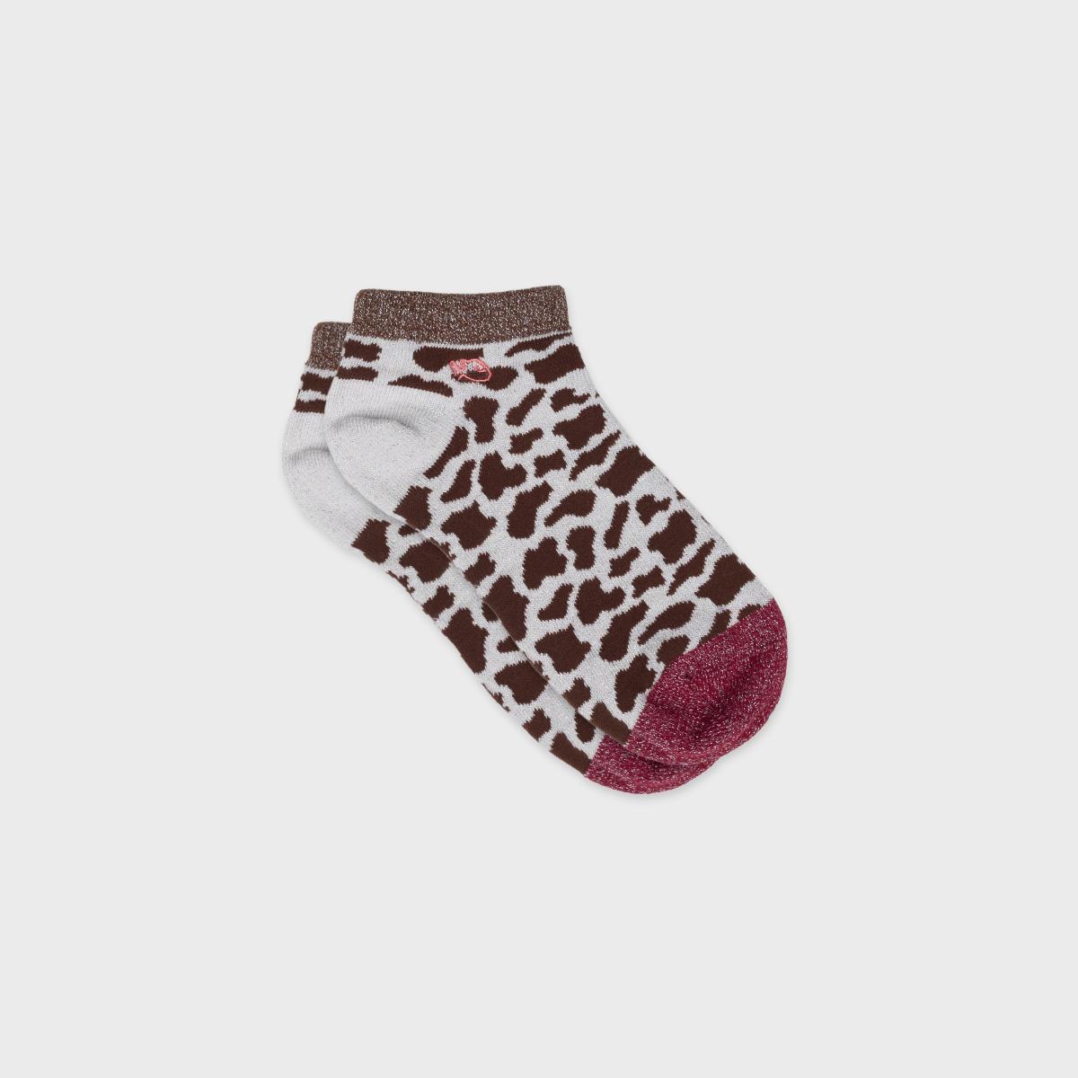 Enkelsokken met dierenprint van gekamd katoen - Koe, bruin en beige