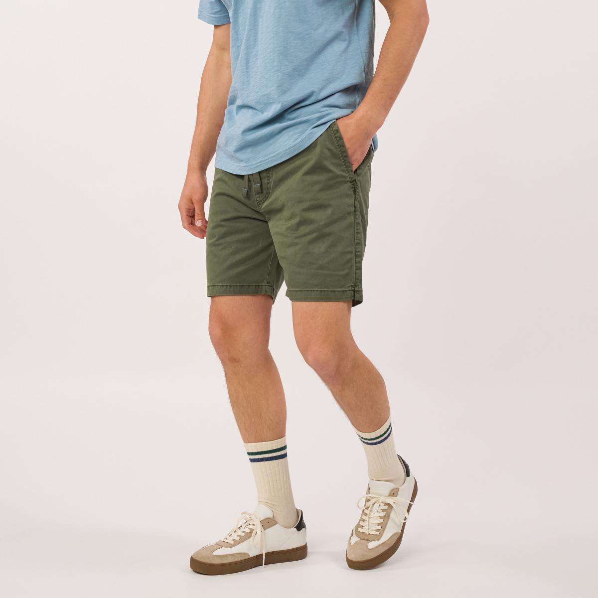 Katoenen short - Kaki - Groen