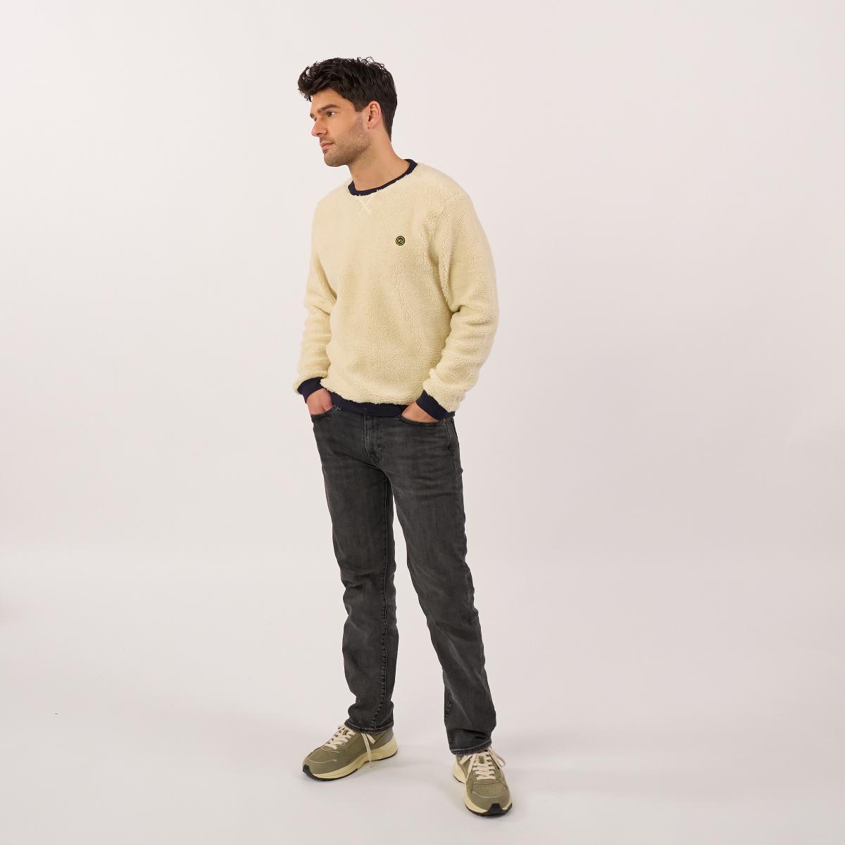 Sherpa trui met ronde hals - Beige