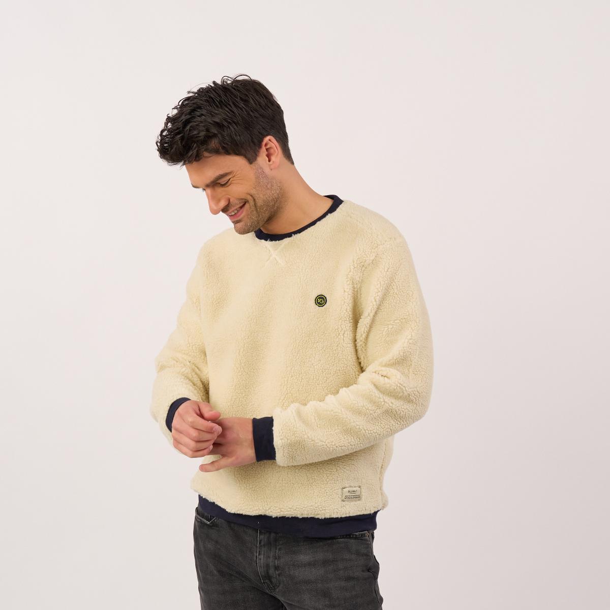 Pull en sherpa en col rond - Beige