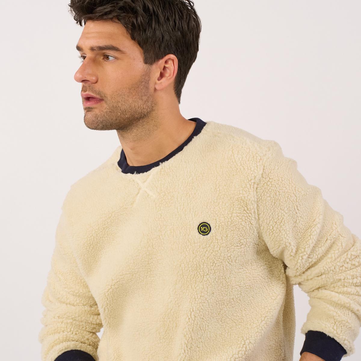 Pull en sherpa en col rond - Beige