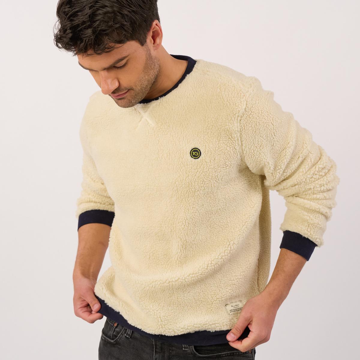 Sherpa trui met ronde hals - Beige