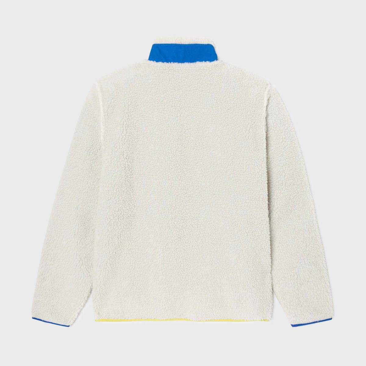 Unisex sherpa jas met rits en lange mouwen - Ivoor en blauw - Beige