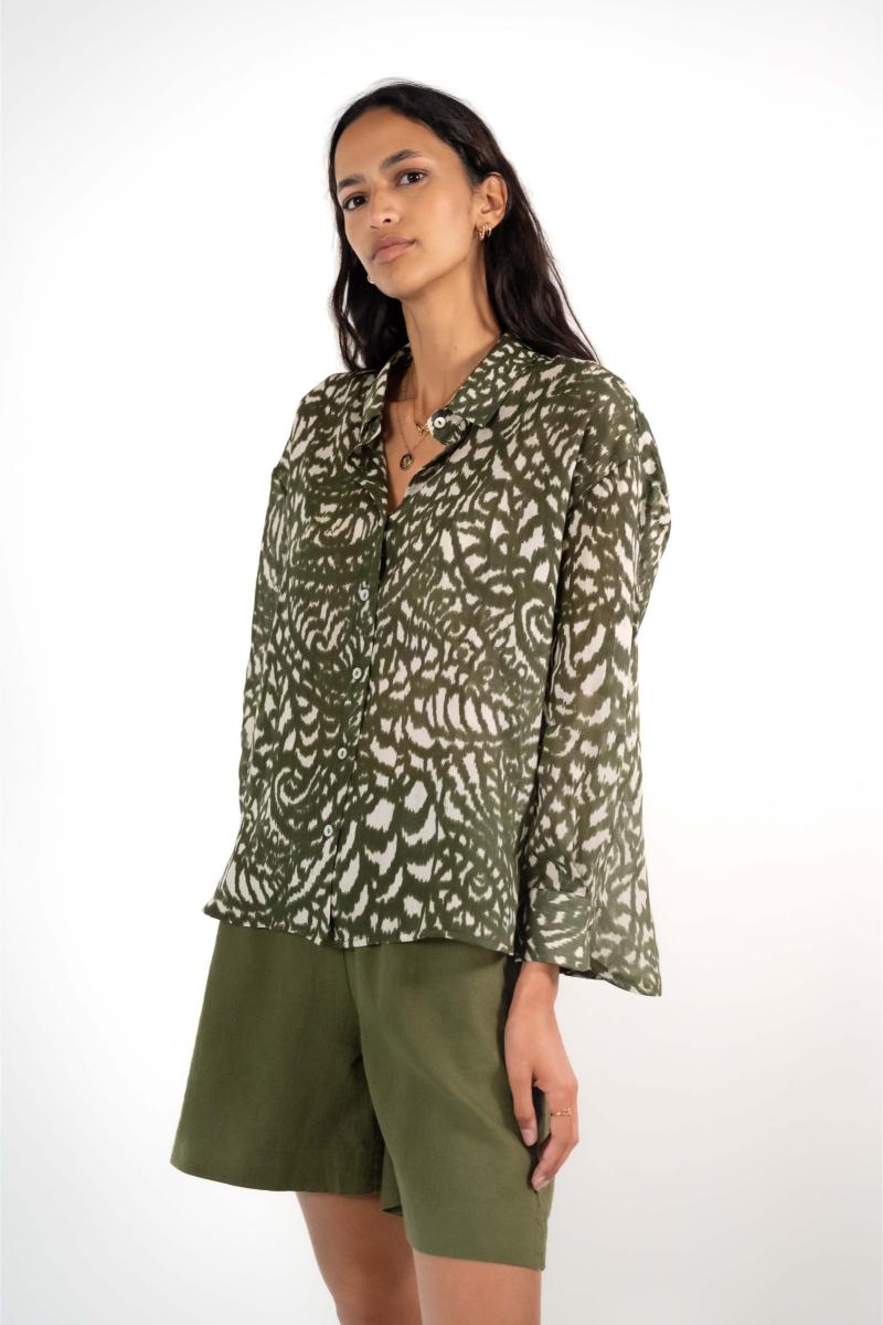 Hemd - Summer - Khaki Flowers