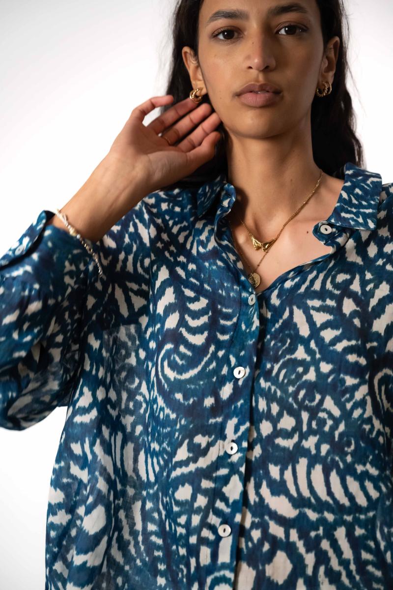 Hemd - Summer - Indigo Flowers